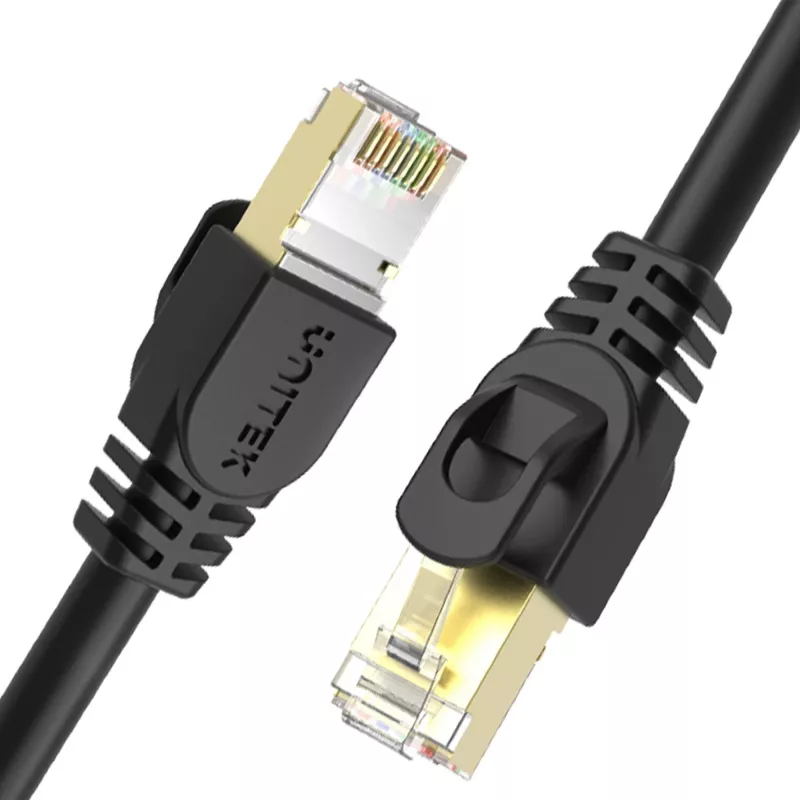 UNITEK Cabo de rede Ethernet Cat.7 SSTP RJ45, 0,5 m, cinzento, 10 Gbit/s, 600 MHz, dourado