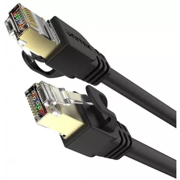 UNITEK Cabo de rede Ethernet Cat.7 SSTP RJ45, 0,5 m, cinzento, 10 Gbit/s, 600 MHz, dourado