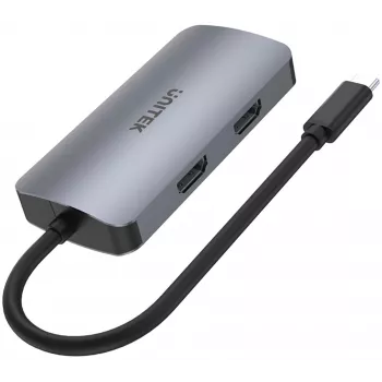 Unitek D1051A Hub USB-C com 1x USB 3.0, VGA, 2x HDMI, Power Delivery e MST