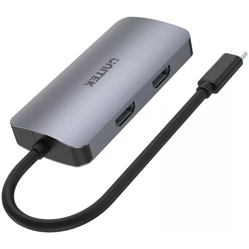 Unitek D1051A Hub USB-C com 1x USB 3.0, VGA, 2x HDMI, Power Delivery e MST