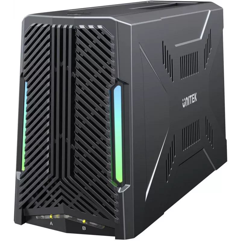 Docking station UNITEK com 1x M.2 NVMe e 1x unidade SATA, USB-C 10 Gbit/s, clonagem offline, S1234B01-EU