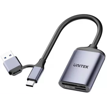 Leitor de cartões UNITEK SD4.0 / Micro SD4.0 2em1 USB 3.0 Type-A Preto