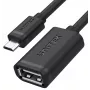 Cabo OTG UNITEK USB 2.0, conector macho microUSB para conector fêmea USB-A, 15 cm, preto