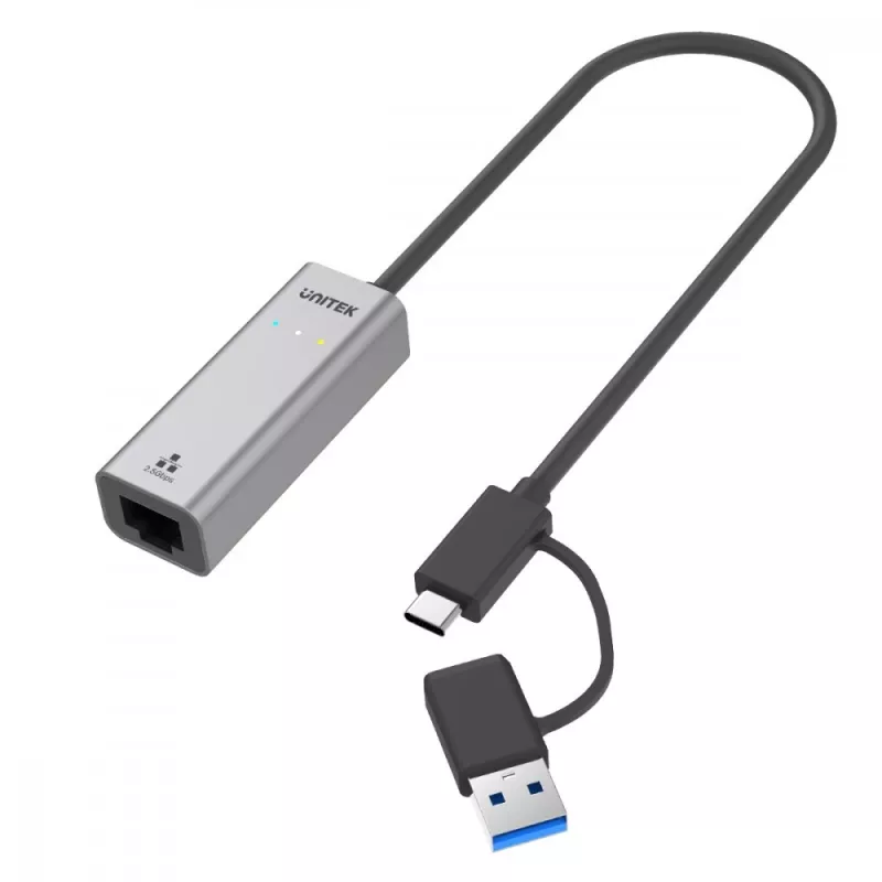 UNITEK Adaptador USB-A/C 3.1 Gen 1 para RJ45 2.5 Gigabit Ethernet U1313C