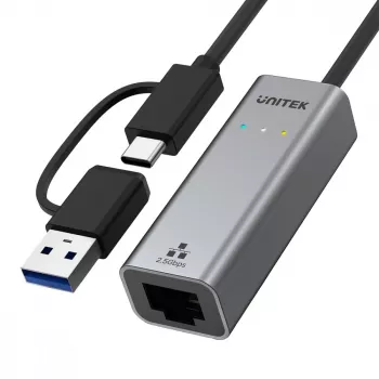UNITEK Adaptador USB-A/C 3.1 Gen 1 para RJ45 2.5 Gigabit Ethernet U1313C