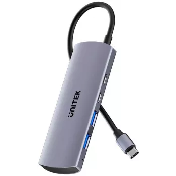 UNITEK Hub USB-C 4-em-1 USB-C 10 Gbps, 2x USB-A e 2x USB-C, Space Grey