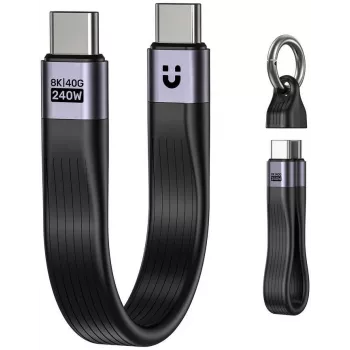 Cabo de porta-chaves UNITEK USB4 USB-C para USB-C 40Gbps 240W PD 8K 13cm preto