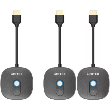 UNITEK Sistema transmissor de sinal AV HDMI sem fios 1080p, 1 emissor + 2 recetores, preto