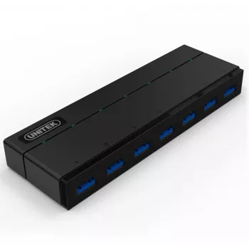 UNITEK Y-3184 Hub USB 3.0 de 7 Portas com Fonte de Alimentação e Função de Carregamento BC 1.2