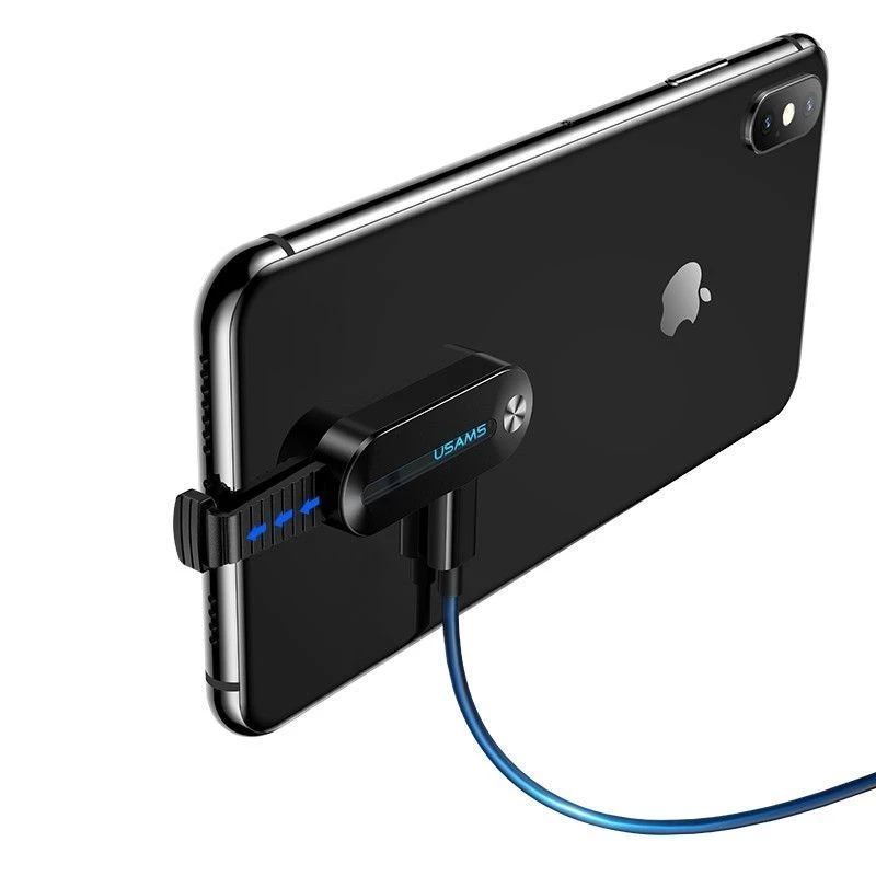USAMS Adaptador duplo Lightning com luz LED SJ357 preto