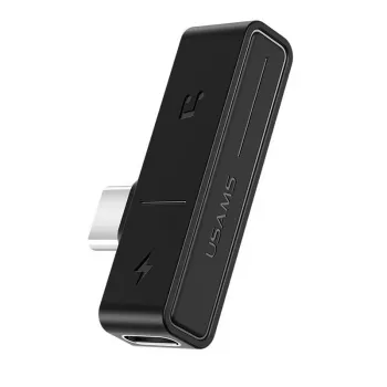 Adaptador de carregamento e áudio USAMS SJ386 Type-C+3,5 mm preto