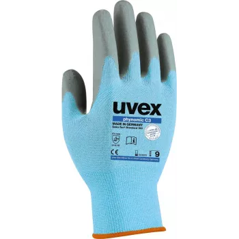 Uvex 60080 Luvas de segurança tamanho 12 Azul/Cinzento revestimento de espuma Aqua-Polymer 6008012