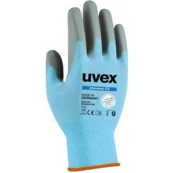 Luvas de segurança Uvex phynomic C3, tamanho 8 (M), cinzento/antracite, proteção contra cortes nível C, revestimento de espuma de polímero Aqua 6008008