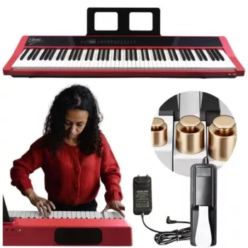 Piano digital portátil V-TONE BL-190 de 88 teclas com mecânica de martelo ponderada, preto