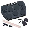 Bateria eletrónica portátil V-TONE ED7 com USB-C, 7 pads de silicone, 2 pedais, 5 kits predefinidos, altifalante incorporado