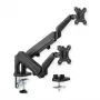 Suporte de secretária VALUE de braço duplo para monitores LCD 13-27 polegadas, altura ajustável, VESA 75x75/100x100, preto