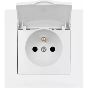 VCX WESA LC 52 Tomada individual com contacto de proteção e tampa basculante, montagem à superfície, IP44, 16A, branco