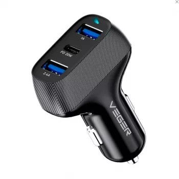 Carregador de automóvel Veger CC271 Rigorous PD37W (2A1C) preto