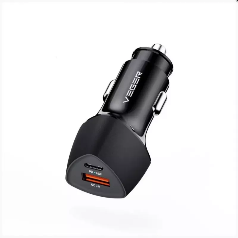 Carregador de carro Veger CC50 Rigorous PD38W (1A1C) preto