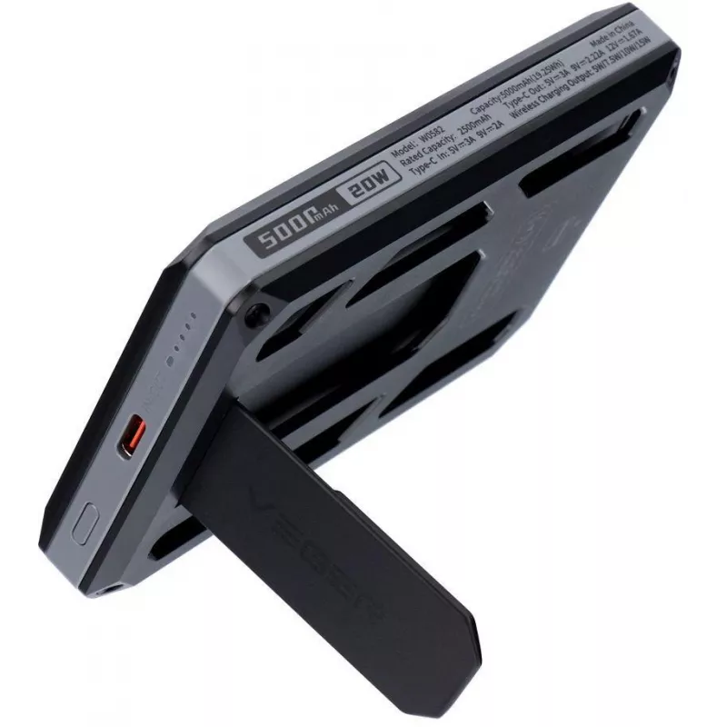Power bank Veger GeoWallet Tracker X5 5000 mAh 20W PD QC 3.0 MFi MagSafe USB-C - preto
