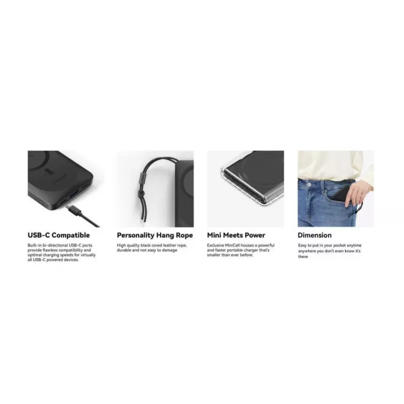 Powerbank Veger MagOn 10000 mAh branca - compatível com MagSafe, PD QC3.0 20W carregamento sem fios