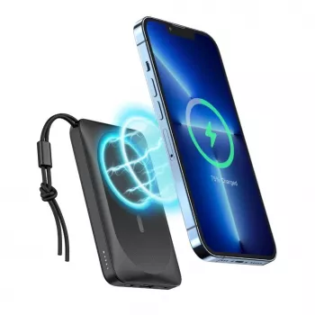 Powerbank Veger MagOn 10000 mAh branca - compatível com MagSafe, PD QC3.0 20W carregamento sem fios