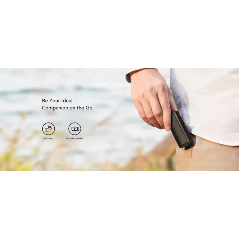 VEGER PlugOn power bank 5000 mAh 20W PD QC3.0 com conector Lightning integrado, preto