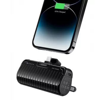 Powerbank Veger PlugOn (W0558P) 5000 mAh 20W PD QC3.0 com conector Lightning integrado preta
