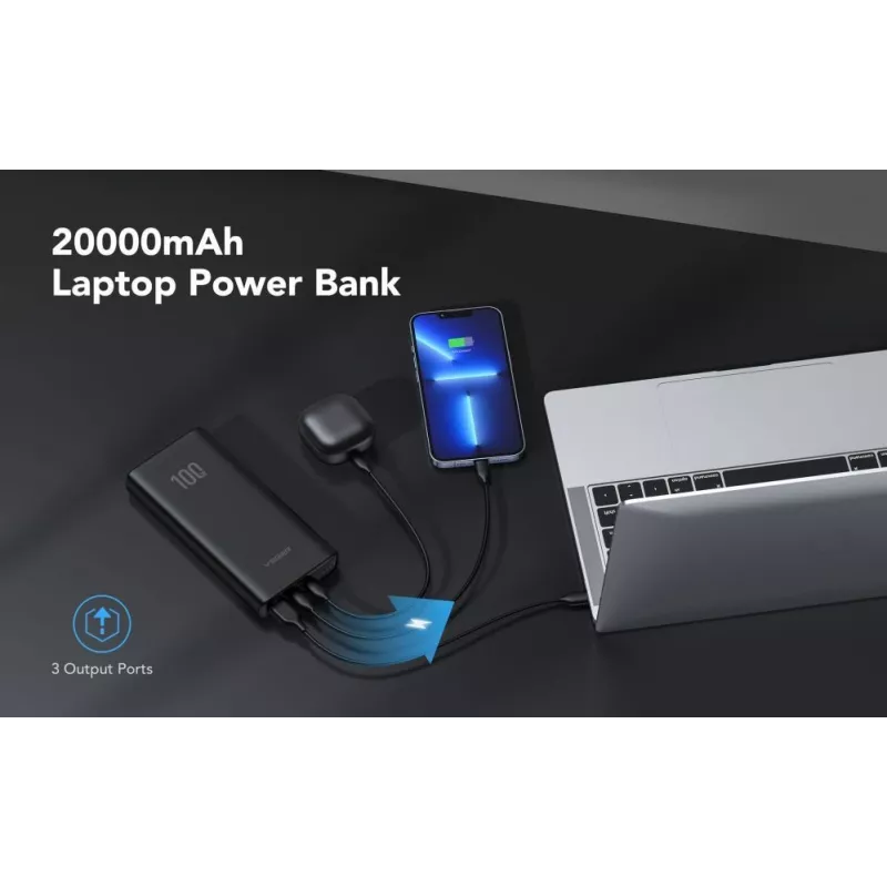 Powerbank Veger T100 (W2032C-100) PD QC3.0 5A 100W 20000 mAh preto
