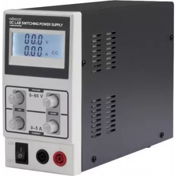 Velleman LABPS6005SM 60V 5A 300W fonte de alimentação de laboratório DC regulada com ecrã LED, preto/cinzento