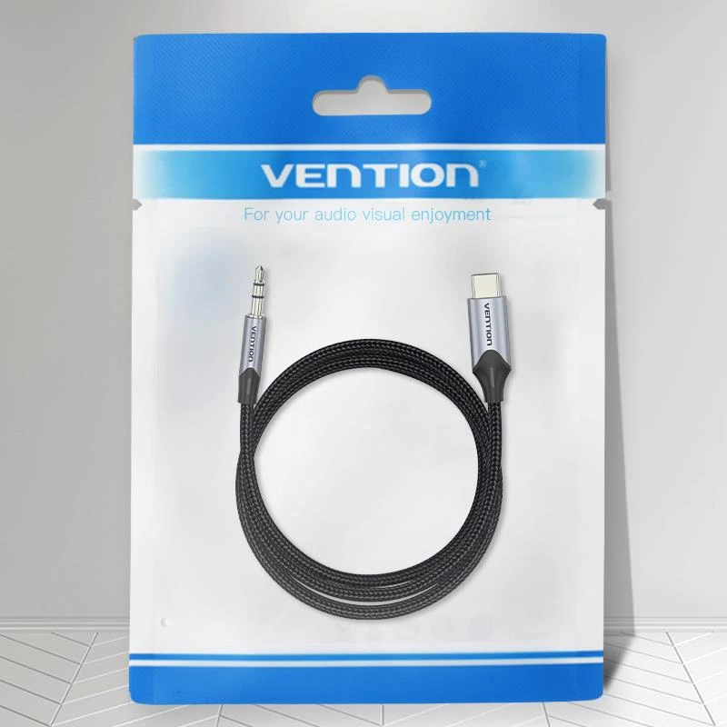 Cabo adaptador VENTION BGKHF USB-C para áudio 3,5 mm 1 m preto