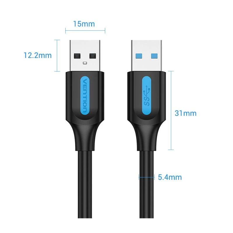 VENTION CONBI cabo USB 3.0 macho para macho 3m preto