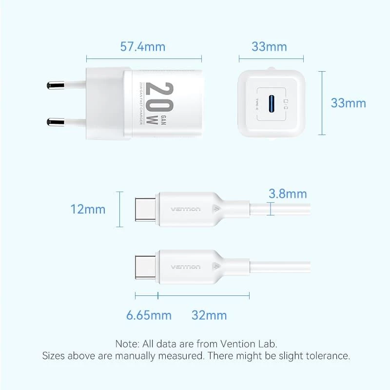 VENTION TZ-FEPW0-EU-01 fonte de alimentação USB-C 20W