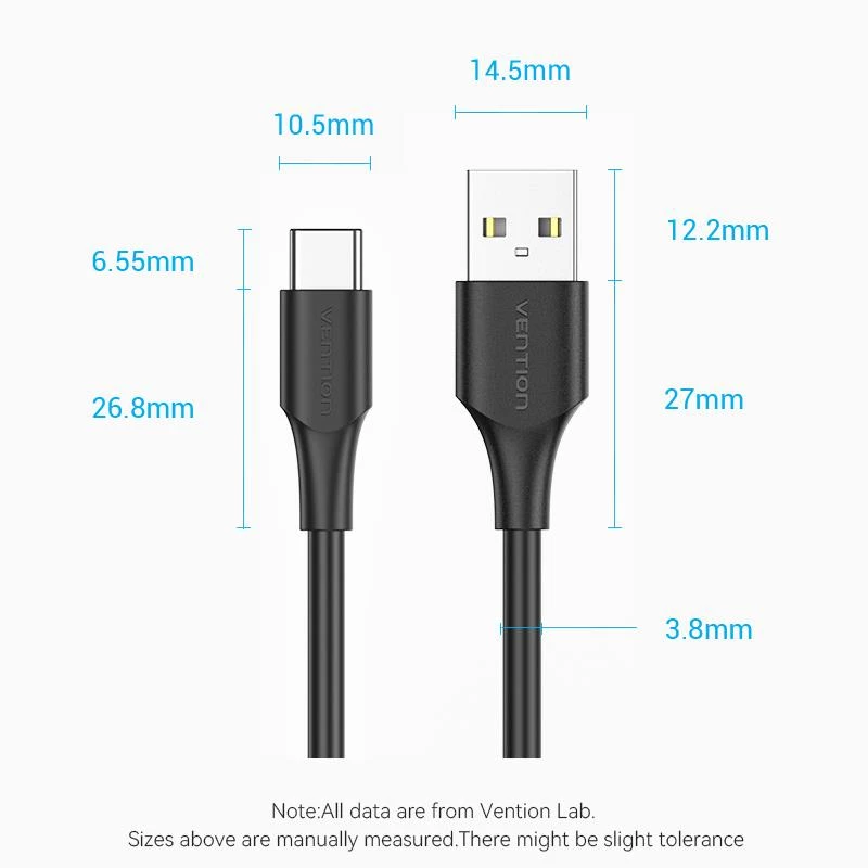 VENTION cabo USB-C para USB 2.0 2m preto CTHBH