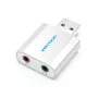 VENTION VAB-S13 placa de som USB 2.0 com hub de 2 portas
