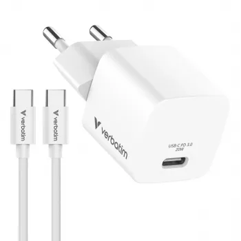 Conjunto de adaptadores de carregamento Verbatim Essentials 20W Mini GaN