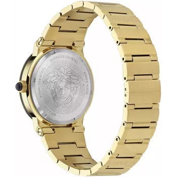 VERSACE V-Chrono relógio de homem VE7G00323 38mm mostrador preto bracelete de couro