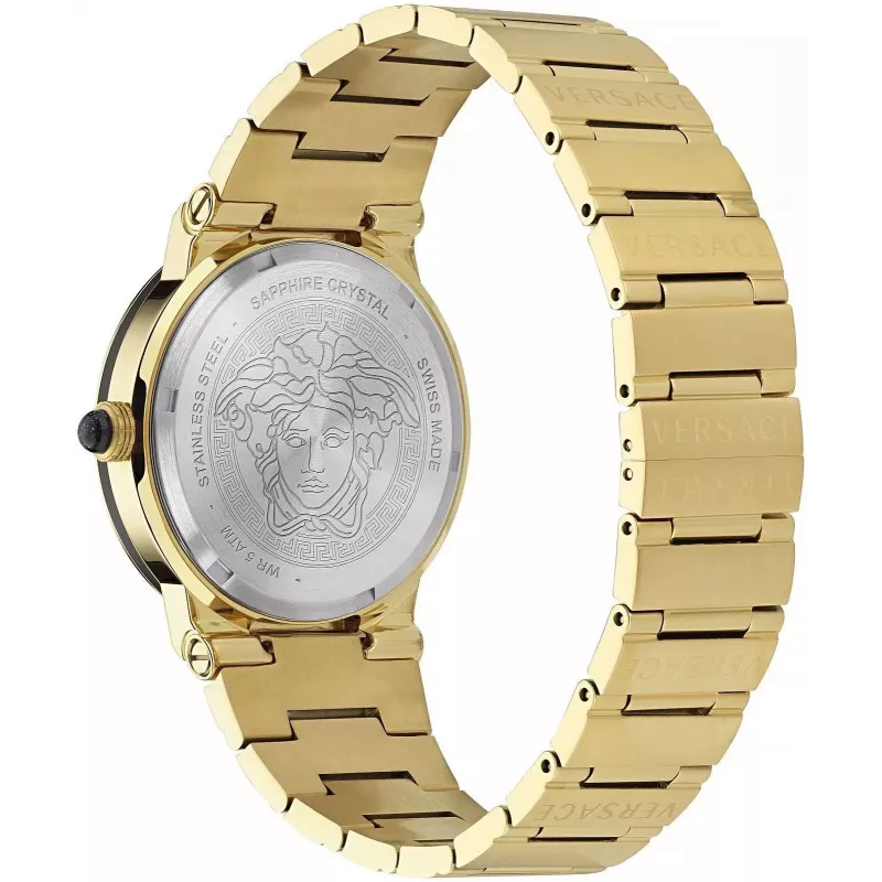 VERSACE V-Chrono relógio de homem VE7G00323 38mm mostrador preto bracelete de couro