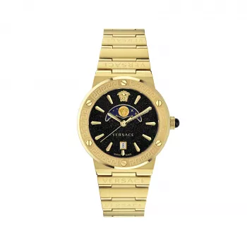VERSACE V-Chrono relógio de homem VE7G00323 38mm mostrador preto bracelete de couro
