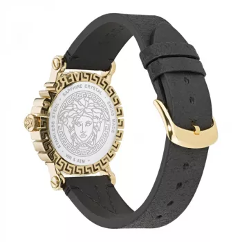 Versace V-Circle Relógio de mulher suíço de quartzo VE6D00223 40mm mostrador preto bracelete de pele