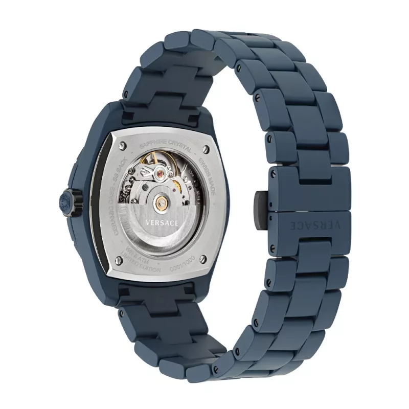 Versace V-Extreme Pro relógio de homem suíço de quartzo VE7K00223 43mm aço inoxidável mostrador preto bracelete prateada