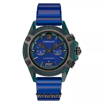 Versace V-Extreme Pro Relógio de quartzo suíço para homem VEZ701122 44mm mostrador preto bracelete de couro