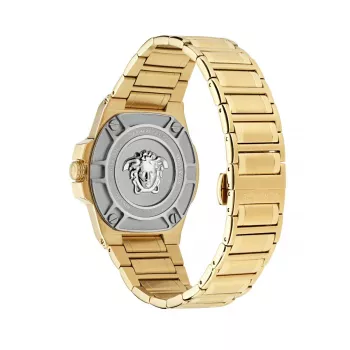 Relógio de mulher Versace V-Motif Virtual VE3I00723 44mm quartzo suíço mostrador preto bracelete de pele