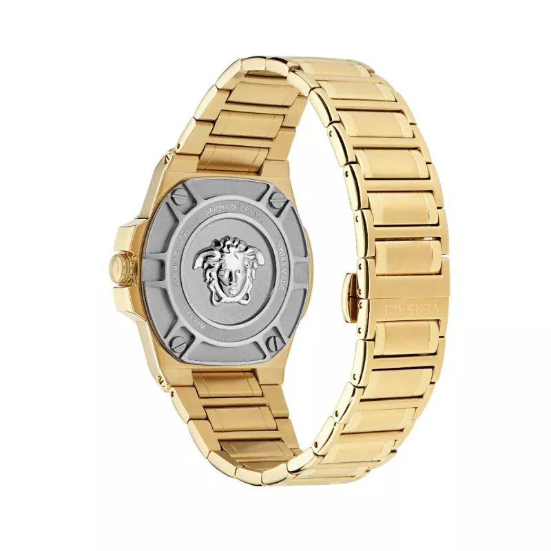 Relógio de mulher Versace V-Motif Virtual VE3I00723 44mm quartzo suíço mostrador preto bracelete de pele