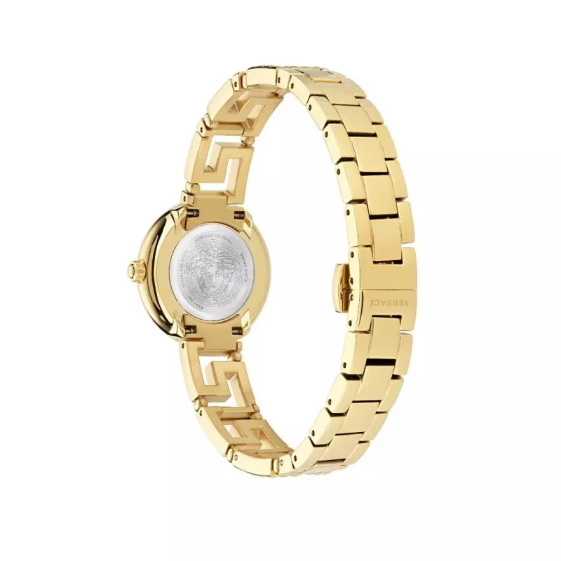 Relógio de mulher suíço quartzo VERSACE V-Motif 28mm aço inoxidável prateado VE7A00423