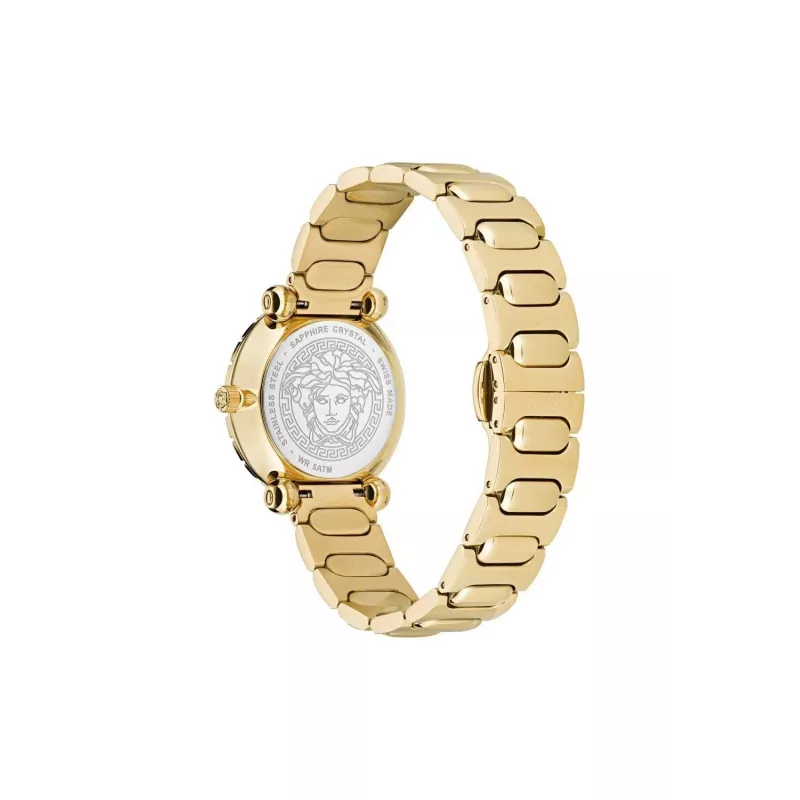 VERSACE V-Motif Relógio de quartzo suíço para mulher VE6I00523 35mm mostrador preto couro preto