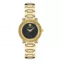 VERSACE V-Motif Relógio de quartzo suíço para mulher VE6I00523 35mm mostrador preto couro preto