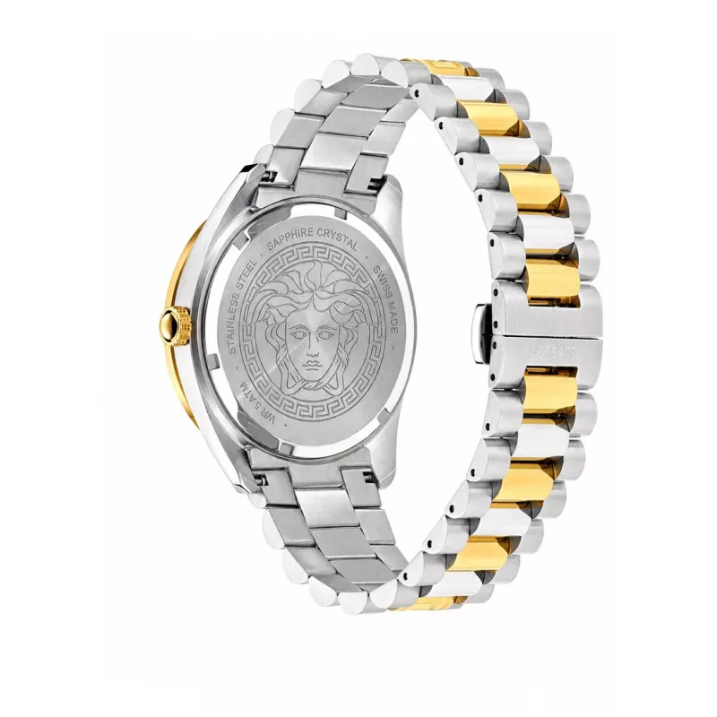 VERSACE V-Race relógio de homem Swiss Quartz aço inoxidável 42mm mostrador preto VE8E00424