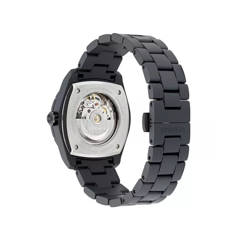 Versace V-Race Relógio de quartzo suíço para homem VE7K00123 43mm aço inoxidável mostrador preto
