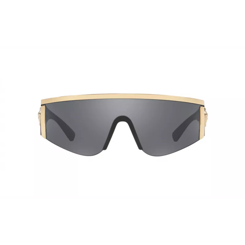 Óculos de sol unissexo VERSACE VE2197-10006G armação preta lentes espelhadas cinzentas aviador 140 mm